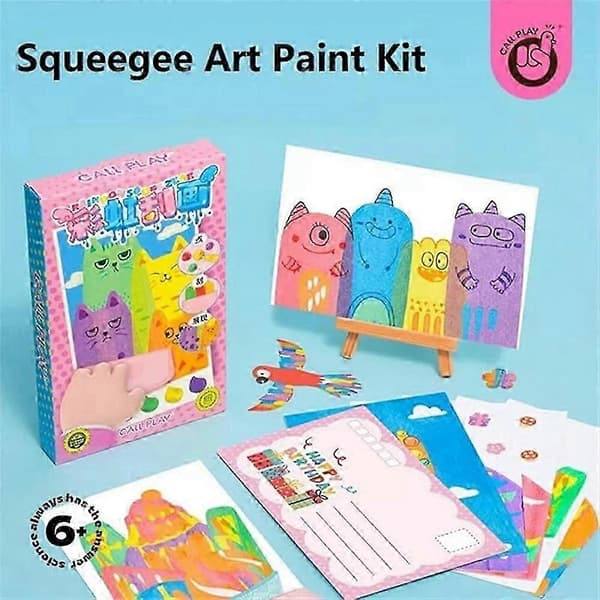 Squeegee Art Malingssett for Barn, DIY Jule Regnbue Skrape Maleri Prikk Maleri