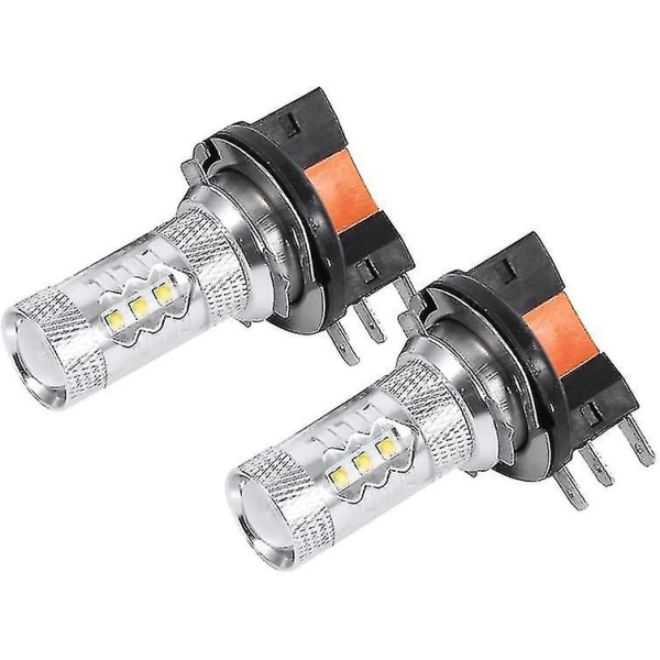 2stk 80w H15 LED-pærer Hvide bilforlygter LED-kørelygter Pære udskiftningslampe