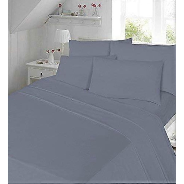 4-delt flanellsengetøysett (laken, overflate, putevar par) Flanell King Grey