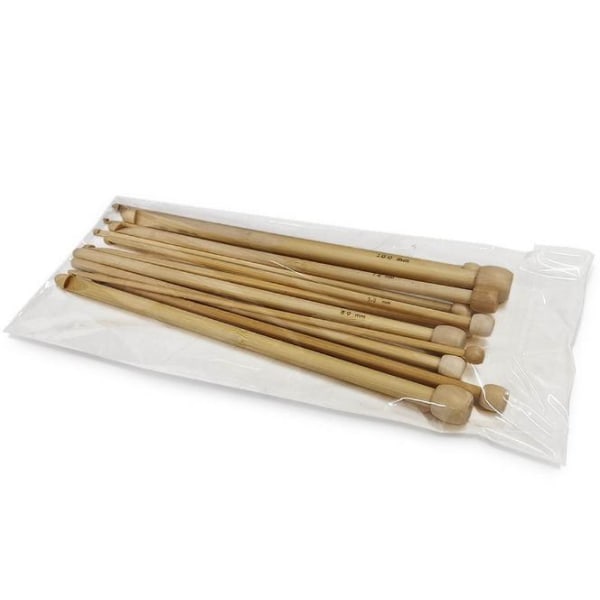 N011 - Sett med 12 stk. Tunisiske heklenåler i den fineste bambus