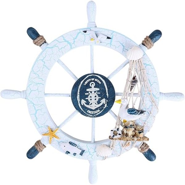 Dekorativ skeppsratt - Trä - Maritim stil