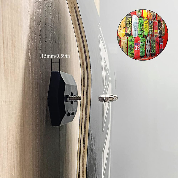 2-delt Skateboard Veggkrok Veggfeste Brakett for Skateboard Visning og Oppbevaring, Svart