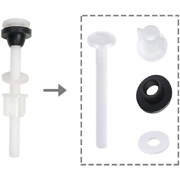 Toiletbrætsskruer, Universelle Plastik Toiletbrætsskruer (4 stk, Hvid)