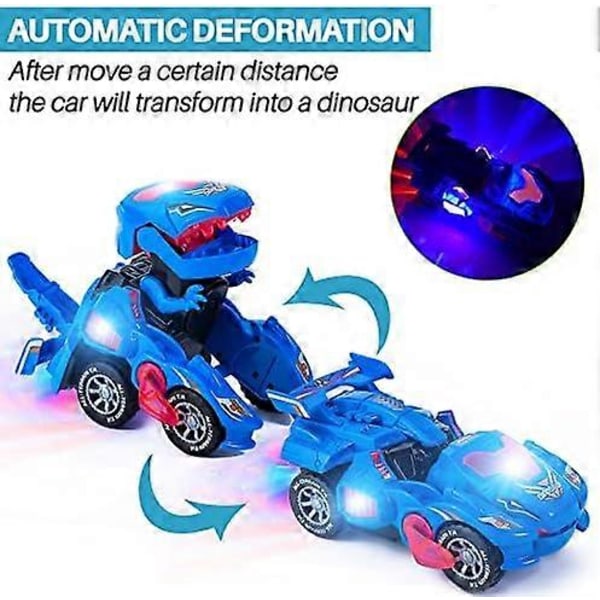 Elektrisk Dinosaurie Transformerande Bil Leksak med Blinkande Ljus & Ljud, Födelsedags- & Julklapp för Barn Pojkar Flickor 3-7