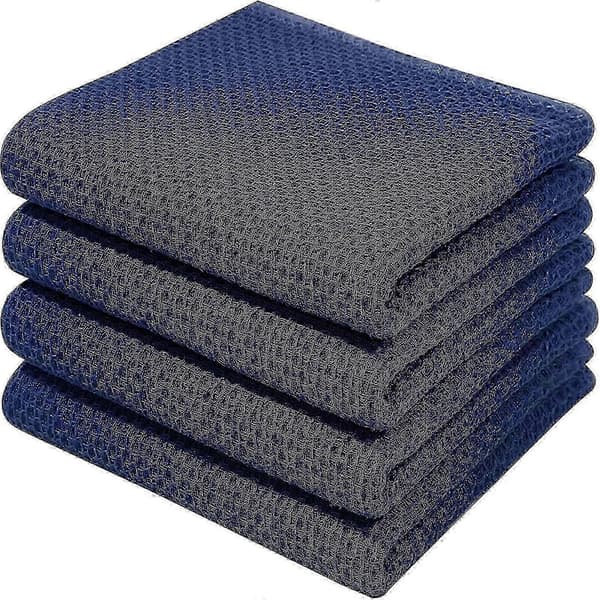6-pack 100% bomulls frotté kökshanddukar med hängögla för diskrengöring Dark blue 34*73cm