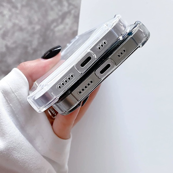 Genomskinligt Plånboksfodral för iPhone 12 Pro Max Uppgraderat Kortfacksfodral Slimmad Passform Skyddande Mjuk TPU Stötsäkert Skal med Söt Korthållare för Apple iPh