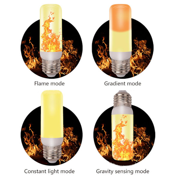 Modes Fire Light Bulbs E27 Base Flame Bulb Decoration LED Flame Light Bulbs