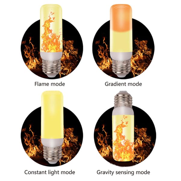 Modes Fire Light Bulbs E27 Base Flame Bulb Dekorasjon LED Flame Light Bulbs