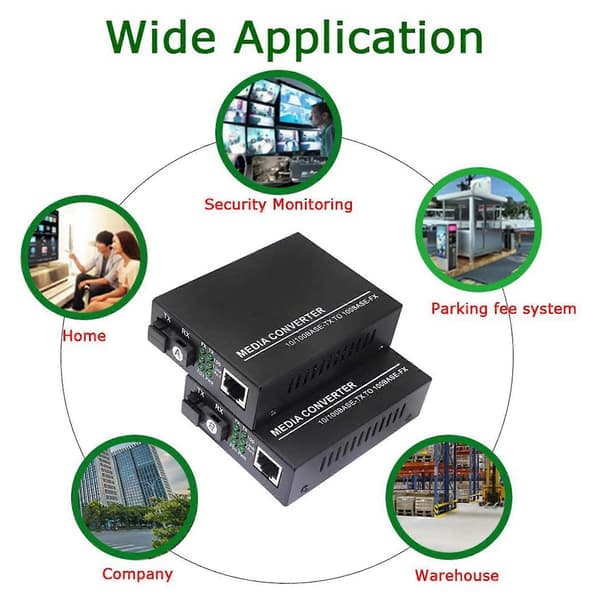 Fiber Ethernet Media Converter, Single-Mode 10/100Base-TX til 100Base-FX, RJ45 til SC, Fiber Transceiver Op til 25KM (1 Par)