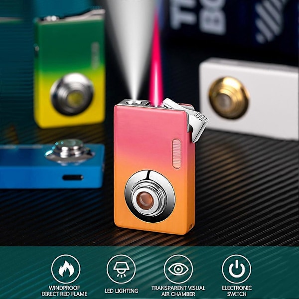 Torch-lightere Genopfyldelig Butan Torch-lighter Personlig Kameraform Herre Lighter med LED til Cigarer Lys