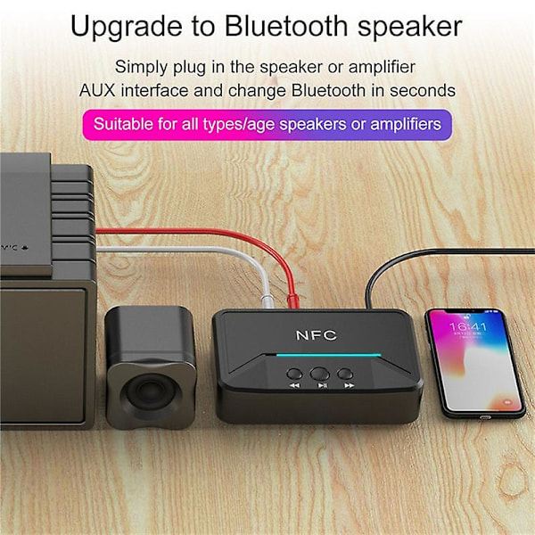 Bil Trådløs Nfc Bluetooth Kompatibel 5.0 Modtager Av Aux Hifi Stereo Lyd Musik Adapter Jikaix