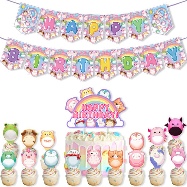 Squishmallows-tema bursdagsfest dekorasjonssett