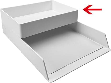 Rektangulær oppbevaringsboks i plast, tilbehørsbrett, 24,1 x 17 x 5 cm, hvit