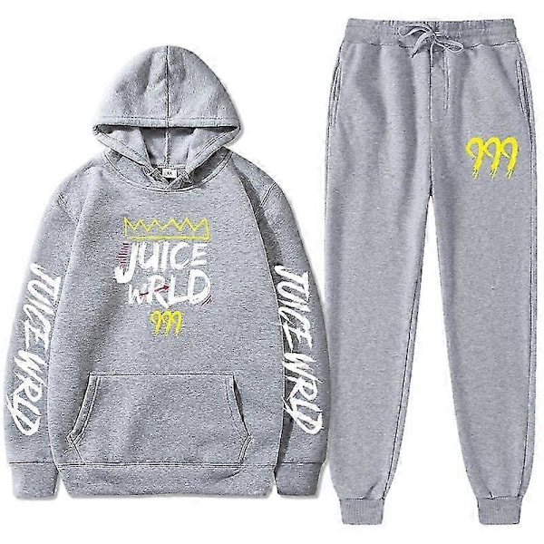 Ny Juice World Hoodie Träningsoverall Sweatshirt + Joggingbyxor Juice Wrld Juice Wrld Juice Wrld Trap Rap Regnbåge Tomografi Juice Wrld grey M