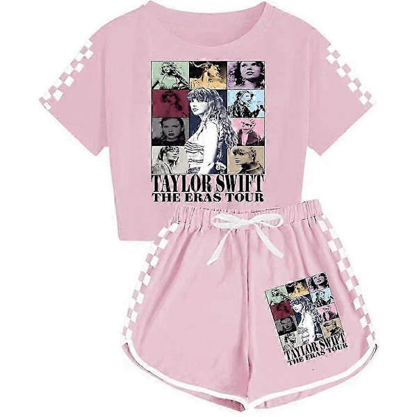 2 kpl Lasten Tyttöjen Taylor Swift The Eras Tour Rento Kesä T-paita Toppi Shortsit Setti Pyjamat Oloasut Verryttelypuku Asut Ikä 7-14 Vuotta Pink 7-8Years