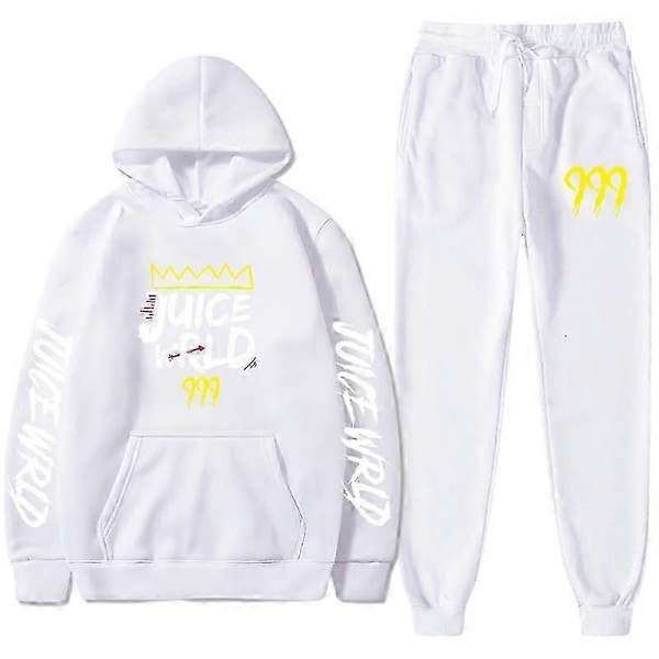 Ny Juice World Hoodie Träningsoverall Sweatshirt + Joggingbyxor Juice Wrld Juice Wrld Juice Wrld Trap Rap Regnbåge Tomografi Juice Wrld White M