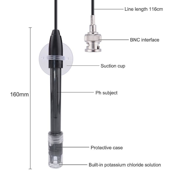 pH Udskiftningsprobe Akvarium Hydroponisk Laboratorieelektrode pH-meter Potentialetest BNC Q9-stik