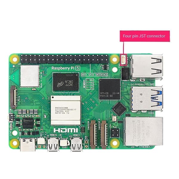 Køleventilator til Raspberry Pi 5, 4-pin Jst terminalstik, multifunktionel 5. generations special 3007 blæser køleplade ventilator
