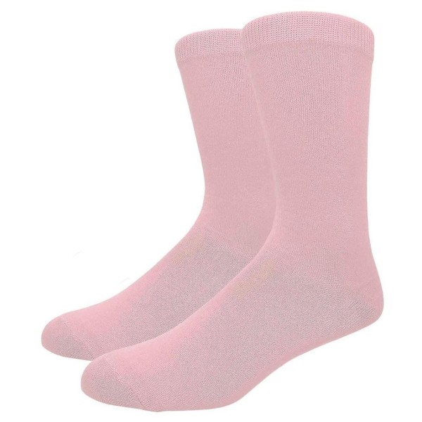 Solid Color Crew Cotton Dress Socks - Light Pink