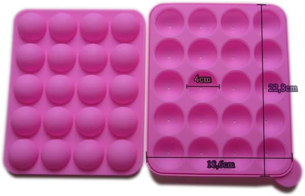 Silikonform for cake pops, 20 runde former