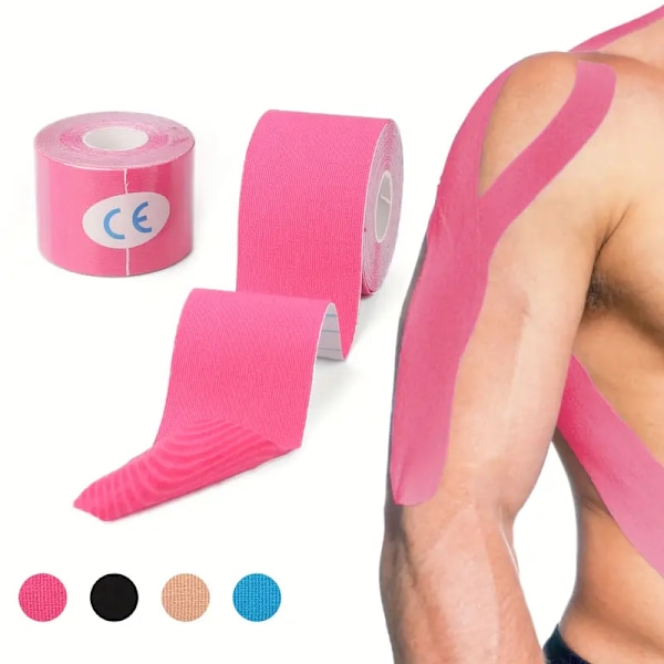 2 Rullar Kinesiologitejp Atletisk Muskelstöd Sport Elastisk Fysioterapeutisk Tejp (rosa)