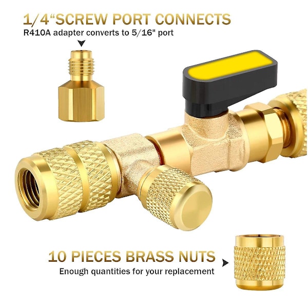 Ventil Kärnremover Installer Verktygsset Med Dubbel Storlek 1/4 & 5/16 Port För Med R22 R12 R407 R410 R404 R32 R600