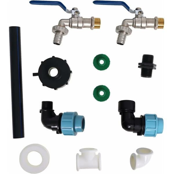 IBC svanehals med S60x6 fitting – 3/4\" hane til 1000L regnvandsopsamlingstank – Hurtig og vandtæt montering