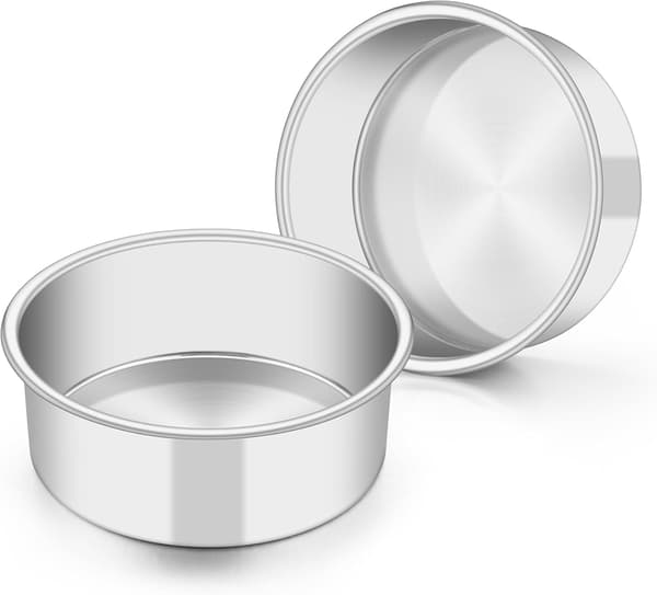 5-tommer kageformssæt (2 stk.), små kageforme i flere lag af rustfrit stål, runde bageartikler, giftfri og sunde.