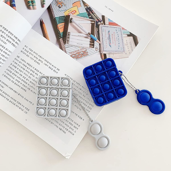 Pop-deksel for Airpods 1 2, Stressreduserende Fidget Leker Push It Bubble Myk Silikondeksel Trådløs Øretelefondeksel for Voksne Barn (Grå) Grå -