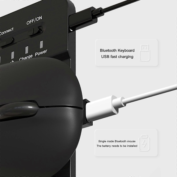 Bluetooth Tastatur & Mus Bærbar BT Trådløs Tastatur & Mus Til Android PC Tablet BK