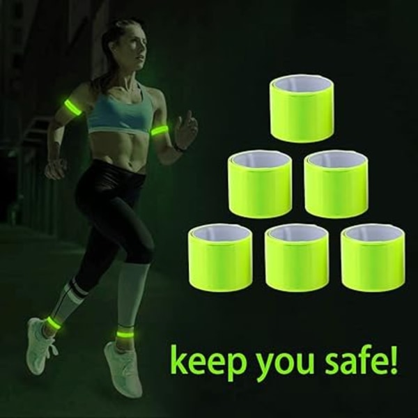 20 x Reflekterende Sikkerhedsarmbånd Høj Synlighed Ankelstropper Håndledsbånd Reflekterende Snap Armbånd til Børn Voksne Cykling Løb Jogging