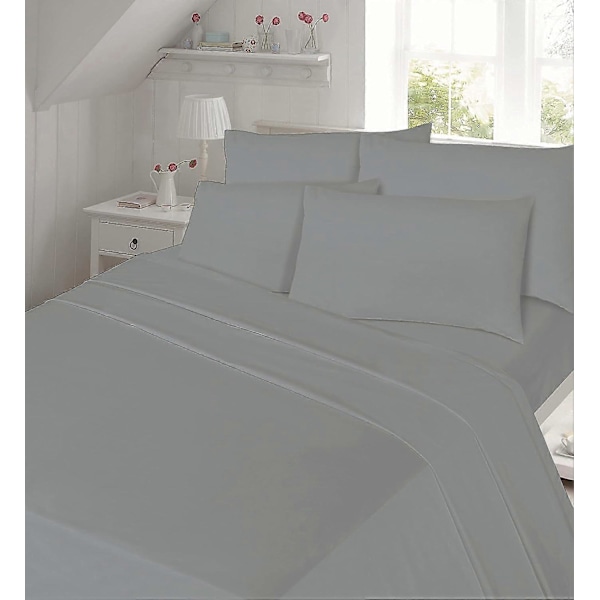 4-delt flanellsengetøysett (laken, overflate, putevar par) Flanell Single Silver Light Grey