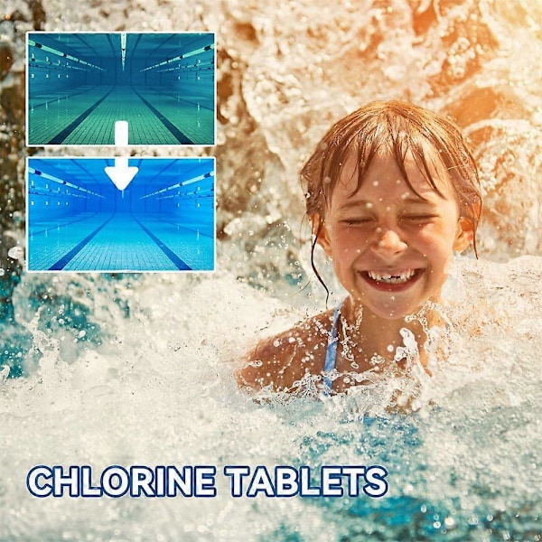 300 st Klor Tabletter Rengöringstablett Kemisk Flytande Pool Badtunna 220g