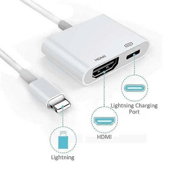Telefon till HDMI Digital TV / AV Adapterkabel för Apple iPhone iPad 5 6 7 8 Plus X