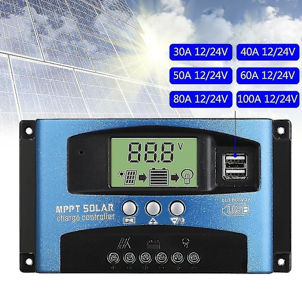 Solar Controllere Mppt 100a 80a 60a 50a 40a 30a Dobbelt Usb Lcd Display 12v 24v 40A