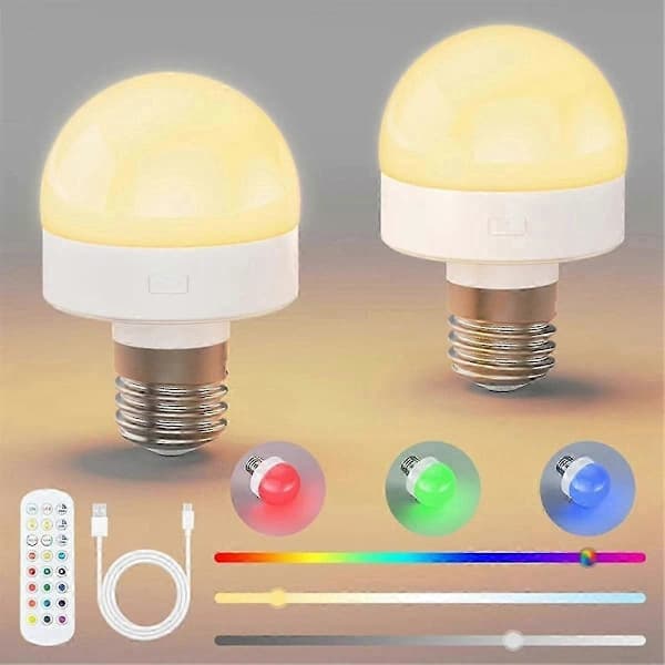 Rechargeable Light Bulbs with Remote Control - E26 Battery Operated Light Bulb for Non-Hardwired Wall Sconces