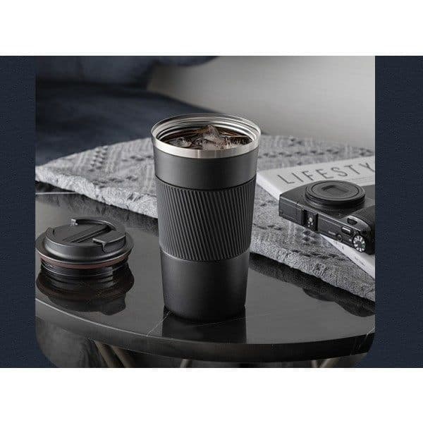 Vakuumisoleret kaffeflaske, rustfrit stål, til varme og kolde drikke - Sort 380 ml