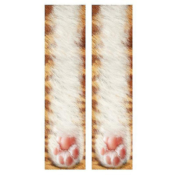 3D Funny Novelty Unisex print Eläimen tassun jalat Crew sukat Yellow Cat