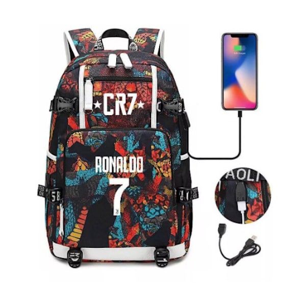 Jalkapallotähti reppu muoti Korealainen versio rajat ylittävä nuorten USB-reppu kampus opiskelijoiden koululaukku