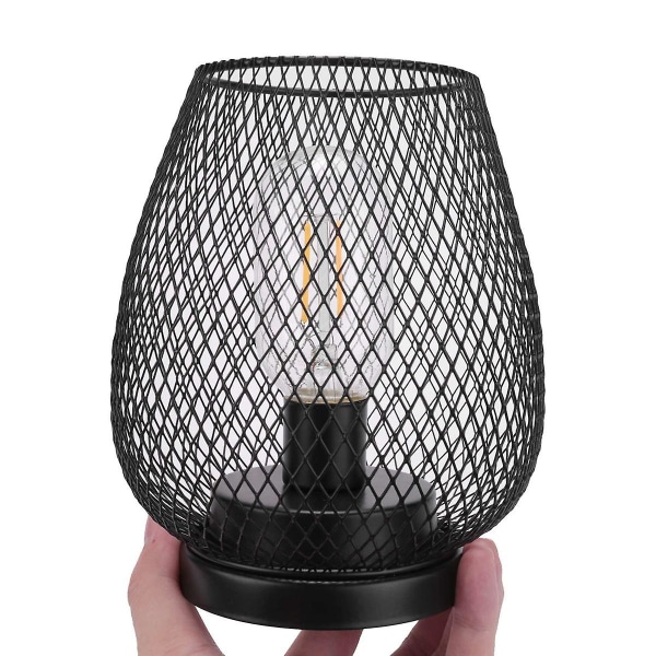 Metallburbordslampa, sladdlös lampa med ledlampa sängbatteri för bröllop Trädgård (äggform) Black