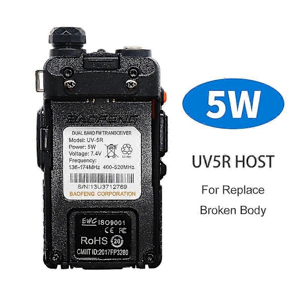 Uv5r Baofeng tovejsradio 136-174/400-520mhz 1800mah Walkie-talkie Bf-uv5r bærbar Ham Cb radiotransceiver 5r 5 farvemuligheder Only Replace Body