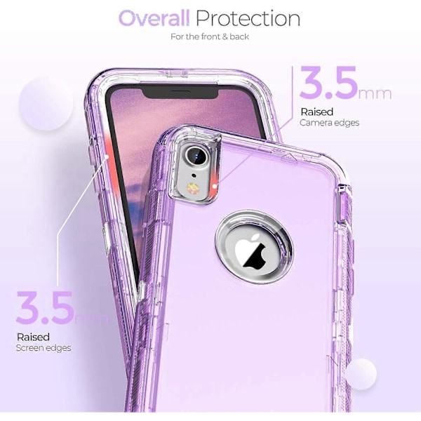 hEYTEA Suojakotelo iPhone XR:lle, kestävä iskunkestävä putoamista estävä kirkas kotelo, kristallinkirkas, kristallin violetti -