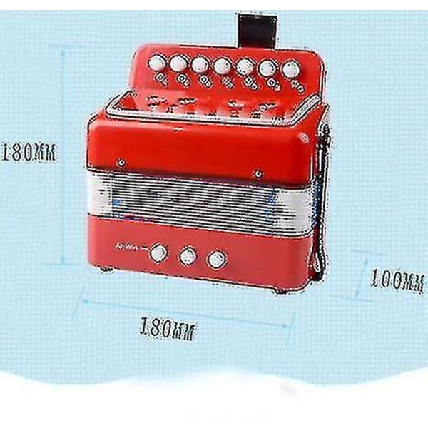 Harmonika 7-tangent 3 Bas Edukativ Børne Begynder Øvelse Mini Musikinstrument Band Legetøj Rose Rød