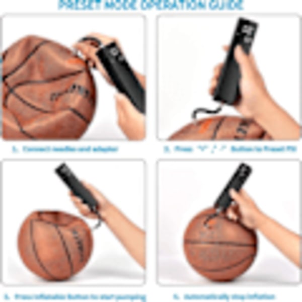 Elektrisk Boldpumpe, Smart Luftpumpe Bærbar Hurtig Boldpumpe med Præcis Trykmåler og Digital LCD-Skærm til Fodbold, Basketball, Volleyball