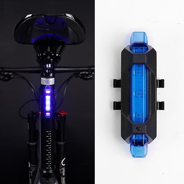 Cykellygte LED Vandtæt Baglygte USB Genopladelig Cykellygte Beslag Blå