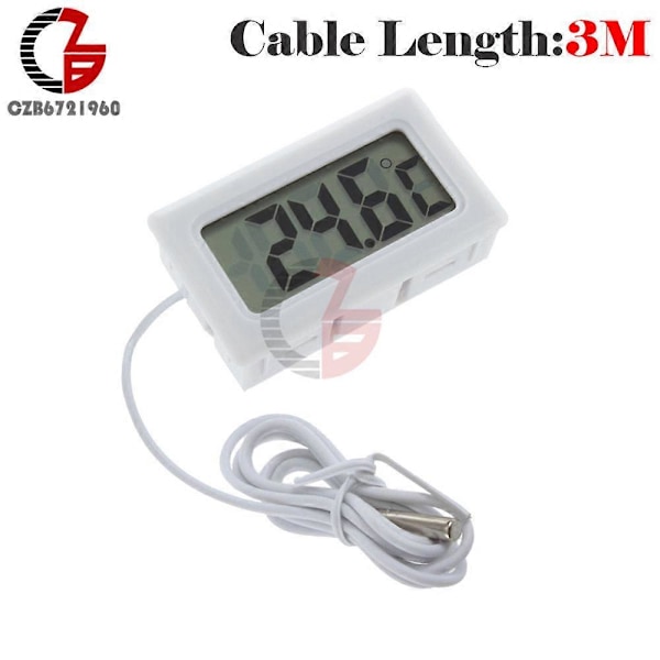 TPM-10 FY-10 LED Digital Termometer Temperatur Sensor Mätare Detektor Testare 5V 12V för Bil Inomhus Babybadkar Inkubator FY-10 White 3M