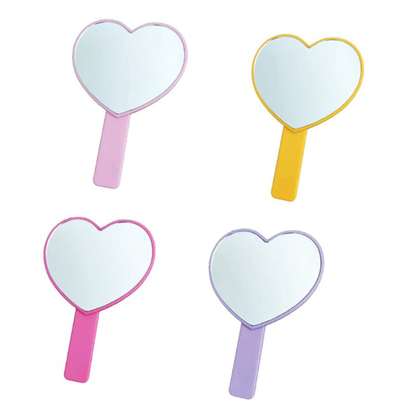 Bärbar Lovely Peach Hjärtform Handhållen Spegel Med Handtag 8