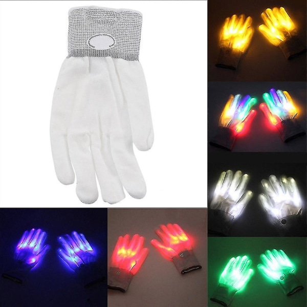 Led färgglada handskar Finger Lights Party Rave blinkande handske White