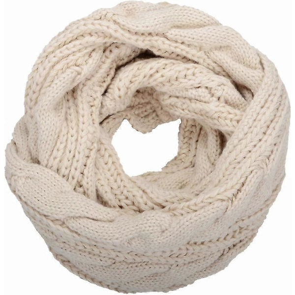 Dam Tjock Ribbstickad Vinter Infinity Cirkel Loop Halsduk Premium Twist Khaki