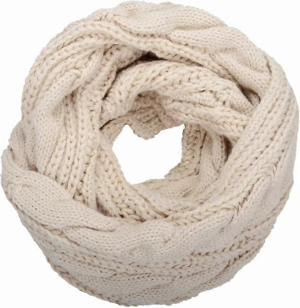 Dame Tyk Ribstrikket Vinter Infinity Circle Loop Halstørklæde Premium Twist Khaki
